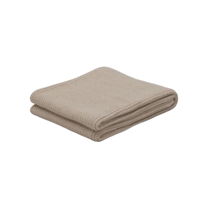 Furrow Knitted Natural Cashmere Blanket | Begg x Co